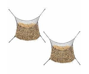 Hay Nets 2pc Black Round 75x50cm PP SlowFeed Weather Resistant Horse Feeding Set