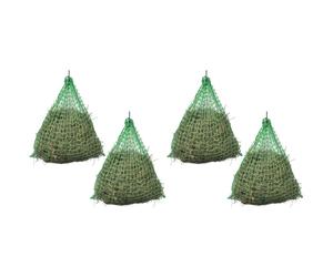 Hay Nets 4pcs Green 75x75cm PP Slow-Feed Round 45mm Mesh Durable 3mm HeavyDuty.