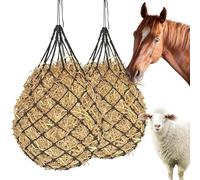 Hay Nets For Horses - Very Sturdy Hay Net With Bottom Ring | Holes Slow Feed |Slow Feeding Horse Hay Bag - With Fixed Ring Treat Net For Grassland Pastures Farmers Yards Goats Poultries Stalls Herders