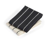 HAY - Outdoor Market Tea Towel Set of 2, Black With Beige Stripe - Black