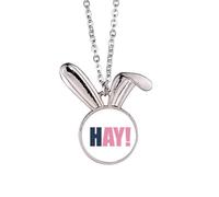 hay quote black encoupositive hello Rabbit Necklace Pendant Bunny Animal Jewelry Gift