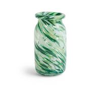 HAY Splash Roll Neck vase S 20.5 cm Green swirl