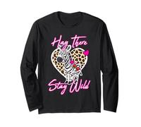 Hay There Stay Wild Cute Equine Leopard Heart Wildlife Long Sleeve T-Shirt