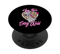 Hay There Stay Wild Cute Equine Leopard Heart Wildlife PopSockets Adhesive PopGrip
