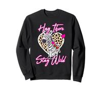 Hay There Stay Wild Cute Equine Leopard Heart Wildlife Sweatshirt