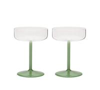 HAY Tint Coupe Glass - Set of 2 Clear/Jade Light/Dark Green