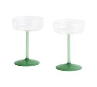 HAY Tint coupe glasses 20 cl 2-pack Clear-jade light green-jade dark green