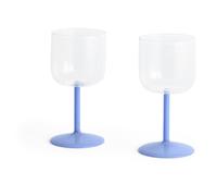 HAY - Tint Wine Glass 2-pack, Clear / Jade Blue - Clear