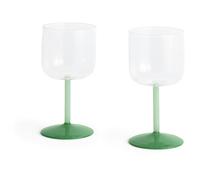 HAY - Tint Wine Glasses 2-pack, Clear / Jade Green - Clear