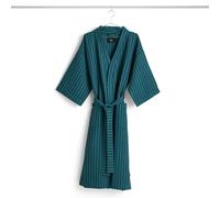 HAY - Waffle Bathrobe Striped, Petrol Blue - Petrol Blue