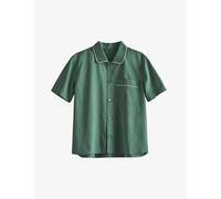 Hay Womens Hay Outline Contrast-Trim Cotton Pyjama Shirt Emerald Green
