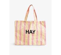 Hay Womens Red and Yellow Candy Stripe Medium Plastic Shopping Bag