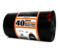 Haya Home 100L litre 40 Drawstring Bin Bags Heavy Duty Bin Liners Black Pla