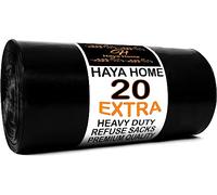 Haya Home 20 EXTRA LARGE Heavy Duty Bin Bags 100L Black Plastic Bin Liners 45 μm Refuse Sacks Thick Strong Heavy Duty Waste Dustbin Bags for Kitchen Home Office DIY Garden Use 100% Recycled Material