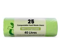 Haya Home 30L 40L liters Eco Green 25 Compostable Biodegradable Food Waste Bin Bags Thick Strong & Leak Proof Kerbside Caddy liners 100% Corn Starch