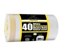 Haya Home 50L Litre 40 Drawstring Bin Bags Heavy Duty Swing Bin Liners, White Plastic Refuse Sacks tie top handle large Waste Dustbin Bags for Kitchen