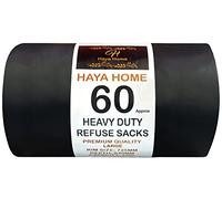 Haya Home 60 Strong Black Plastic Heavy Duty Bin Bags Bin Liners, Refuse Sacks Heavy Duty Waste Refuse Garbage Bags roll 100L for Kitchen Home Office DIY Garden 100% Recycled Material