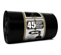 Haya Home 90L liter 45 Black Plastic Bin Bags Heavy Duty Bin Liners, Refuse Sacks Pack of 45 X 1 Heavy Duty Waste Dustbin Bags roll for Kitchen Home