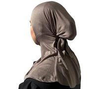 Hayaa the label ltd HAYAATHELABEL Cotton Hijab Cap Adjustable Muslim Stretchy Turban Full Cover Shawl Undercap Full Neck Coverage for Women Hijab Underscarf With Neck Coverage Tie Back Caps (Truffle)