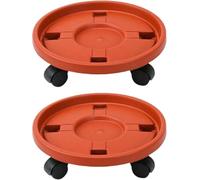 HAYAN 2PCS Heavy Duty Rust Proof Plant Caddy with Wheels 12 Inch Rolling Plant Stand Round Planter Rollers Movable Flower Pot Pallet Indoor Outdoor Potted Plant Dolly Trolley RED