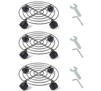 HAYAN 3 Pack 30cm Metal Plant Caddy with Brake Wheels, Heavy Duty Garden Plant Pot Dolly, Iron Potted Round Flower Pot Rack on Roller, Rolling Plant Stand Dolly for Indoor & Outdoor