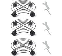 HAYAN 3 Pack Plant Caddy with Wheels 33cm Round Metal Potted Trolley Heavy Duty Movable Metal Plant Dolly for Indoor Outdoor Home Garden Tools (BLACK 33CM)
