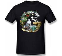 Hayao Miyazaki T Shirt Hayao Miyazaki T-Shirt Short-Sleeve 100% Cotton Tee Shirt Funny Streetwear Graphic Tshirt Black Black XL