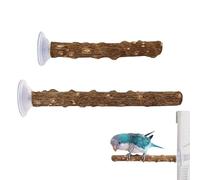Hayaww 2 Pieces Wooden Bird Perch Parrot Perch for Bird with Two Suction Cups Textured Wood Perch Non-Slip with Suction Cups Birds Interactive Training Stand for Window (A, M)
