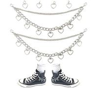 Hayaww Decorative Shoe Chain, 2 Pieces Silver Alloy Shoe Chain with Love Pendant, Fashion Design Shoe Chains for Shoes, Clothing, Backpacks