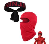 Hayaww Ninja Karate Headband, Ninjas Party Favors Headband for Karate, Ninja Red Warrior, Hood Mask Head Samurai, Costume Set, for Karate, Birthday Party, Role Play (D)