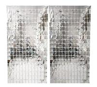 Hayaww Pack of 2 Glitter Curtain Decoration, Tinsel Curtains, Glitter Sparkle Curtains, Decoration, Square Metallic Tinsel Curtains, 1 x 2 m, for Wedding, Engagement, Birthday, Party, Stage Decoration