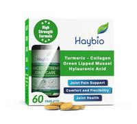 Haybio Joint Pain Relief - Twin Pack - 60 Tablets - High Strength Formula -Joint Care Supplements - Green Lipped Mussel - Turmeric - Collagen - Hyaluronic Acid - -Fast Acting - Knee Pain Relief