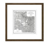 Hayden 1871 Yellowstone National Park USA Map 8X8 Inch Square Wooden Framed Wall Art Print Picture with Mount Artery8 Brown One Size