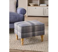 Hayden Storage Footstool Tartan - Claret Red - Chrome Metal Corner Leg