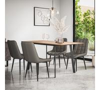 Haydon Extending Dining Table And Chairs- Oak Effect Table Top w Black Legs + Nova Faux Leather Dining Chair Set Of 4 More4Homes Grey One Size