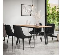 Haydon Extending Dining Table And Chairs- Oak Effect Table Top w Black Legs + Nova Faux Leather Dining Chair Set Of 4 More4Homes Black One Size