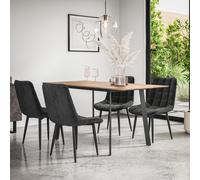 Haydon Extending Dining Table And Chairs- Oak Effect Table Top w Black Legs + Nova Velvet Dining Chair Set Of 4 More4Homes Black One Size