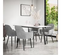 (Grey) Haydon Extending Marble Effect Dining Table Set w 4-6 Anika Velvet Chairs