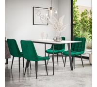 (Green) Haydon Extending Marble Effect Dining Table Set w 4-6 Nova Velvet Chairs