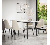 Haydon Extending Marble Effect Dining Table Set w 4-6 Maya Boucle Chairs