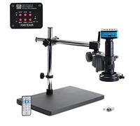 HAYEAR 4K HDMI Microscope Camera Kit for Industry Lab PCB USB Output TF Card Video Recorder +180X C-Mount Lens + Big Stereo Stand +144 LED Light