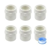 HayEastdor 6PCS 1 Inch PVC Coupling Fittings White Slip to Female Thread PVC Pipe Fitting Adapter Connector for Schedule 40 HE061-1