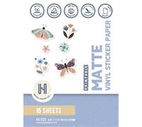Hayes Paper Co. Printable Vinyl Sticker Paper for Printer - A4 Sticker Sheets for Printing - Matte Sticker Paper, Waterproof Inkjet Printing Paper in Matte White (15 Sheets)