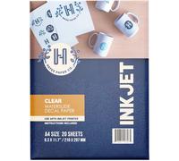 Hayes Paper Inkjet Clear Waterslide Decal Paper, 20 Sheets, A4, Premium Transparent Printable Water Transfer for Ceramics, Glass, Metal & Plastics