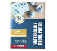 Hayes Waterslide Decal Paper for Inkjet Printers | 20 + 5 Free Clear A4 Sheets (21 x 29.7cm) | Quick Dry, Strong Adhesion, Easy Application | Transfer Paper
