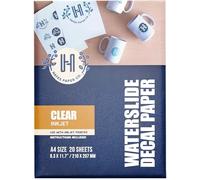 Hayes Paper, Waterslide Decal Paper Inkjet Clear 20 Sheets Premium Water-Slide Transfer Transparent Printable Water Slide Decals A4 Size