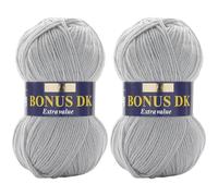 Hayfield Bonus DK Double Knitting, Silver Mist (678), 100g by Sirdar (Pack of 2)