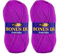 Hayfield Bonus DK Double Knitting Yarn, Neon Purple (551), 100g by Sirdar (Pack of 2)