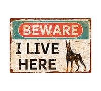 Hayg Equipment - Vintage Style Beware of Dog Aluminum Sign - Doberman - 8"x12" - 1 Piece