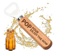 HAYGEM Bottle Opener with Pop Pour Enjoy The Now, Wooden Beer Opener, Practical Beer Bottle Opener, A Personalised Gift for Others, Suitable for Home, Bar, BBQ, Camping
